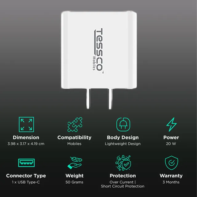 Tessco BC-208 20W Type C Fast Charger adapter - Image 3