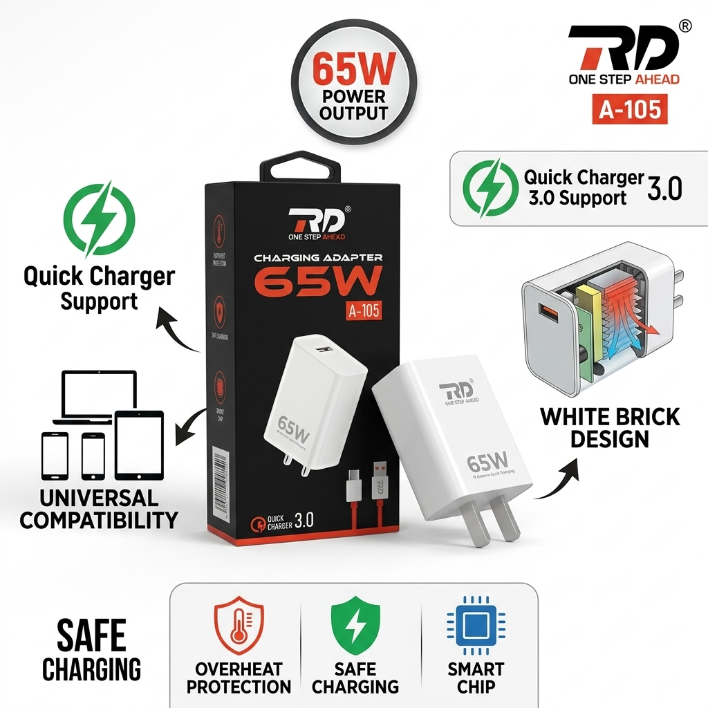RD 65 W Quick Charge 3 A Wall Charger - Image 2