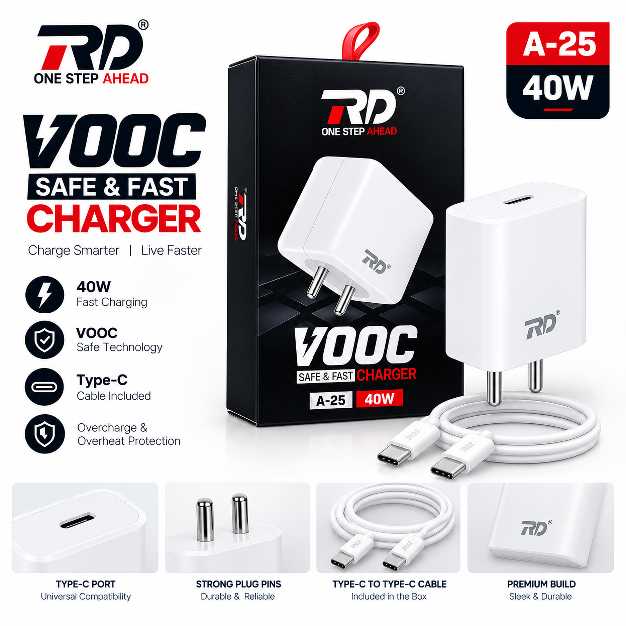 RD A-25 40W VOOC Fast Charger Adapter - Image 2