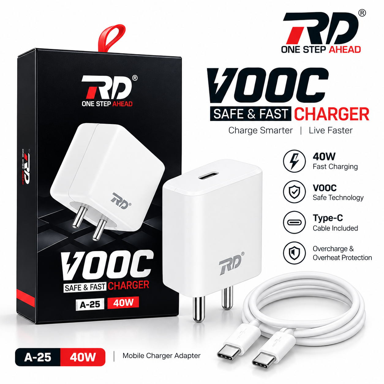 RD A-25 40W VOOC Fast Charger Adapter