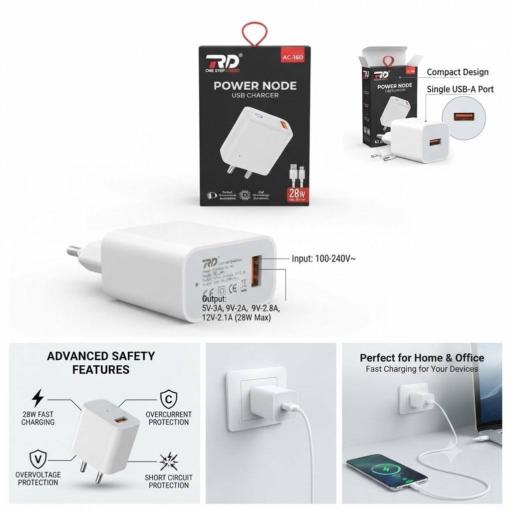 RD Power Node 28W USB Charger (model AC-160)