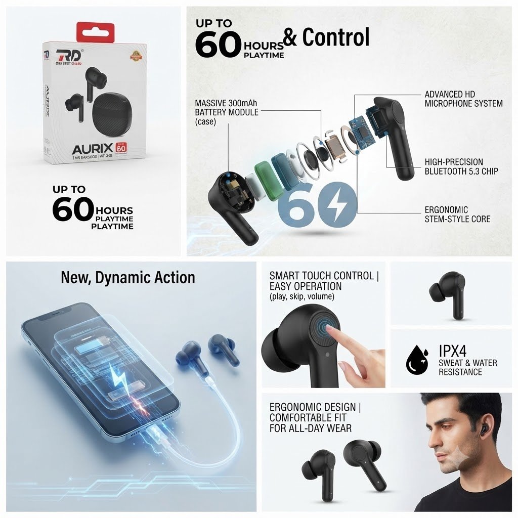 RD Aurix TWS-240 wireless Bluetooth earbuds - Image 2